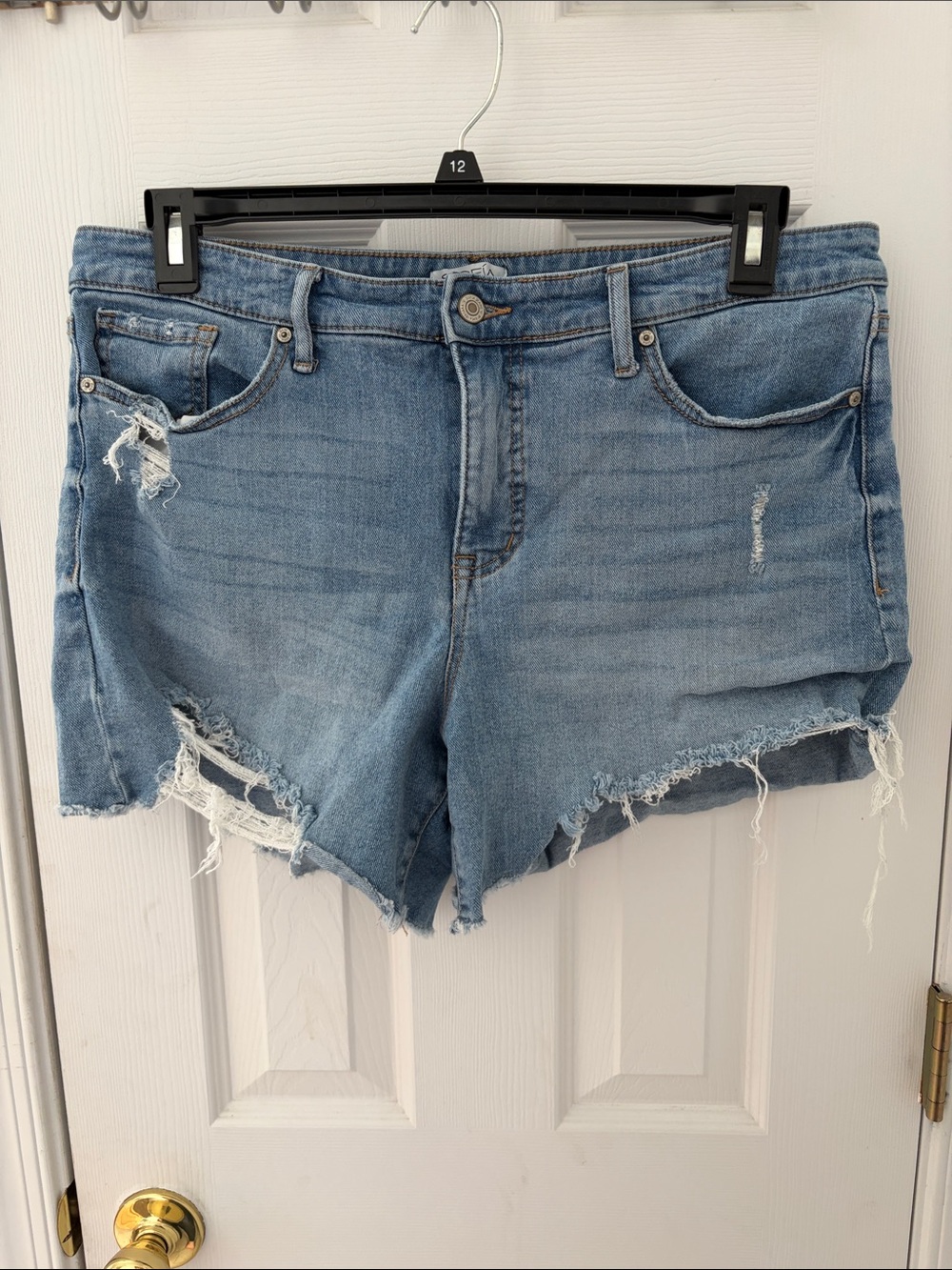 sofia by sofia vergara Light Blue Distressed Denim Jean Shorts
